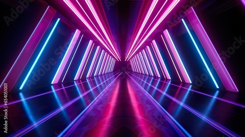 Vibrant Neon-Lit Futuristic Tunnels Cyberpunk-Inspired Digital Background