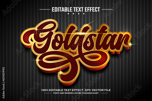Gold star 3D editable text effect template