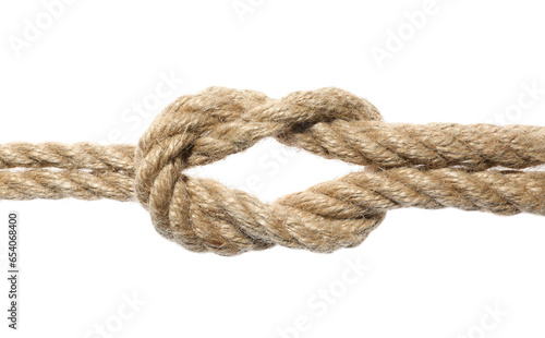 Hemp ropes with knot isolated on white