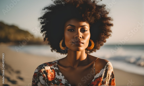 woman, beach, sea, beauty, person, hair, summer, smiling, fashion, people, child, water, smile, outdoors, sky, black, face, afro, ocean, one, model, outdoor, leisure, happiness, nature