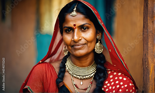 Portrait of customs of a lady people living in India