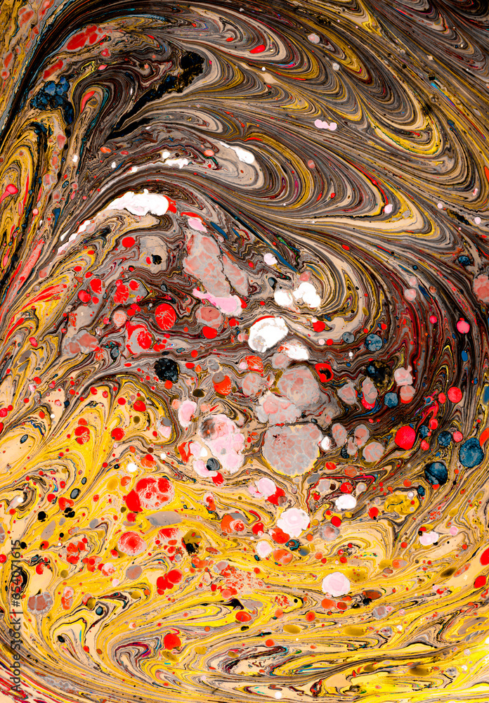 Abstract grunge art background texture with colorful paint splashes.