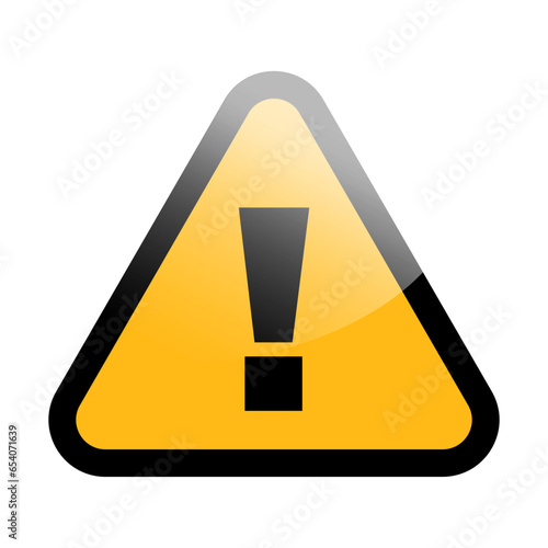 Yellow triangle sign, black silhouette exclamation mark. Vector illustration. EPS 10.