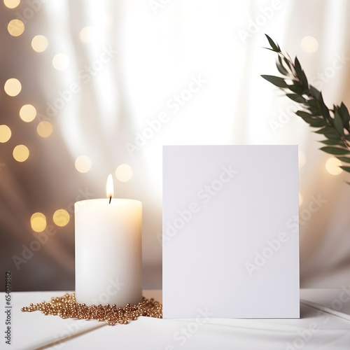 christmas card with candle