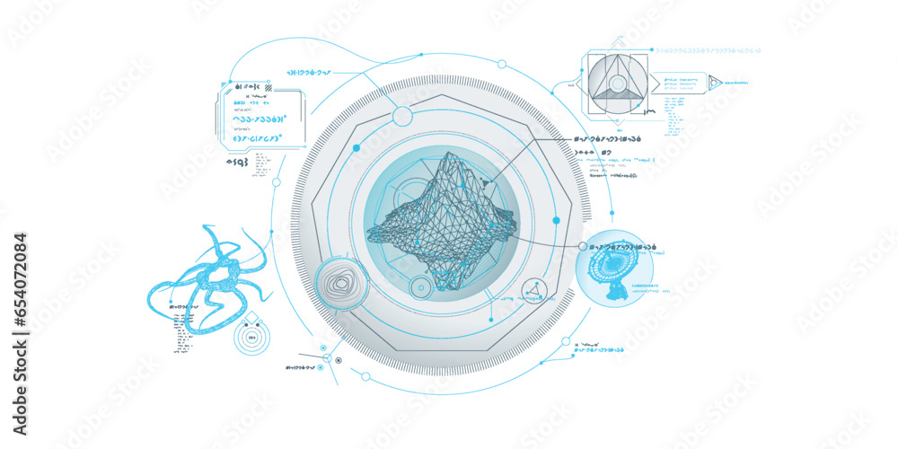 Obraz premium Sci-fi HUD interface for data research.