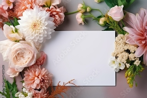 Mock Up Greeting Card  Invitation  Wedding  Shower Flowers