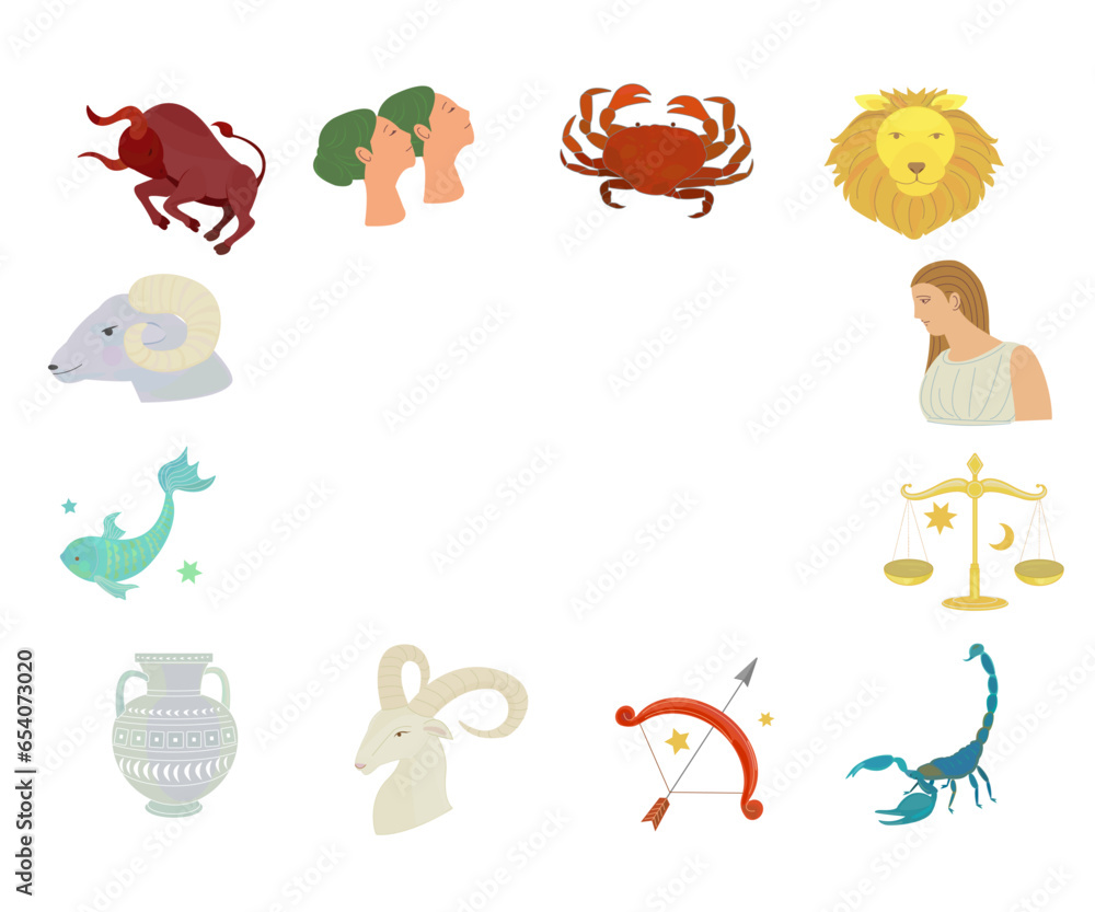 Naklejka premium 12星座の背景フレーム