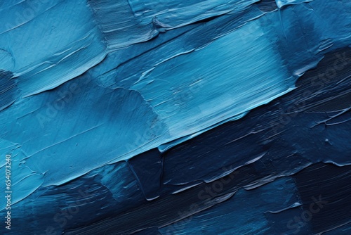 Abstract Blue Oil Painting with Rough Brush Strokes. Expressive Artistry. Artistic Freedom. photo