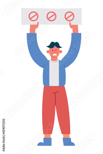 activist with signboards