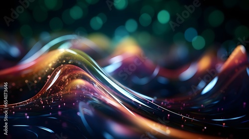 abstract futuristic background with Green and Yellow glowing neon moving high speed wave lines and bokeh lights. Data transfer concept Fantastic wallpaper