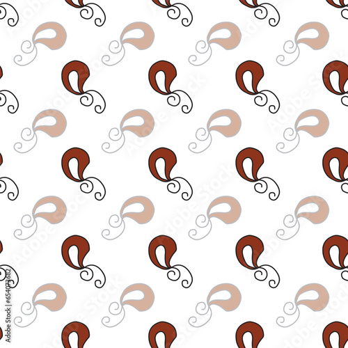 seamless repeat pattern with simple handdrawn floral motifs in kalamkari style on a white background perfect for fabric, scrap booking, wallpaper, gift wrap projects
