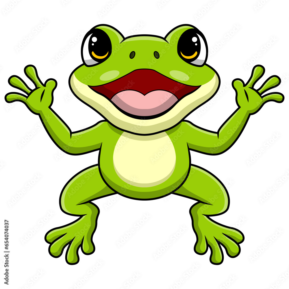 Fototapeta premium Cute frog cartoon on white background