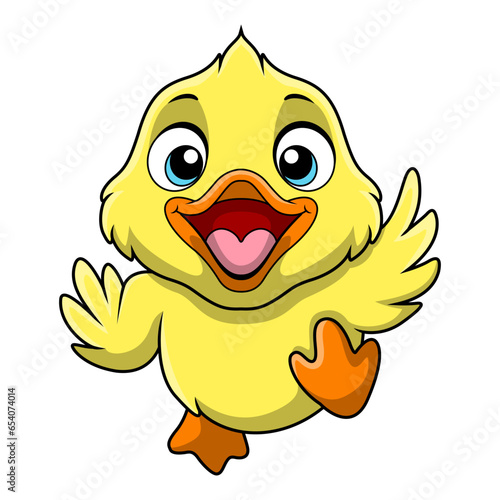 Cute little duck cartoon on white background