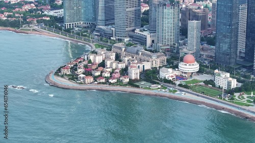 aerial view of Qingdao city china 