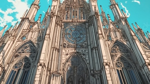 Ornate Gothic cathedral. Fantasy concept , Illustration painting.