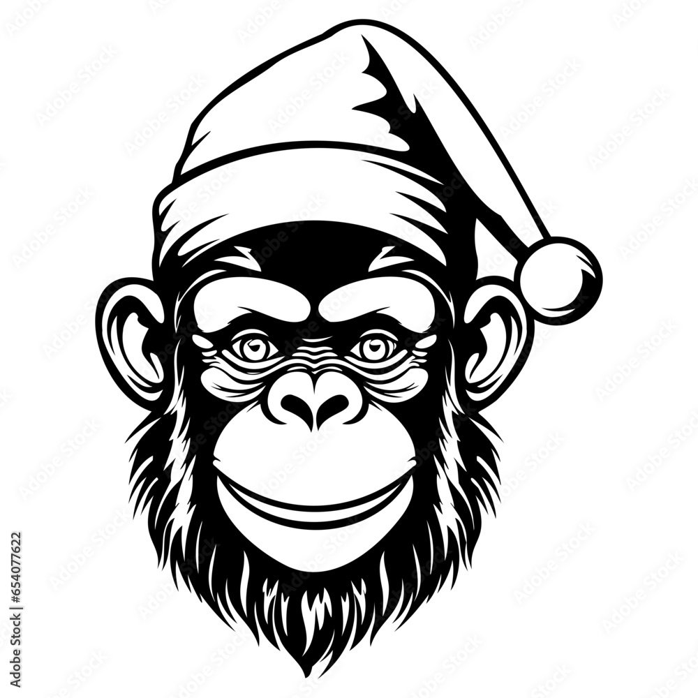 Monkey wearing a Santa Claus hat