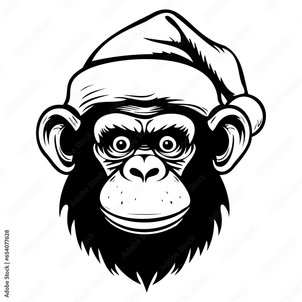 Monkey wearing a Santa Claus hat Monkey wearing a Santa Claus hat