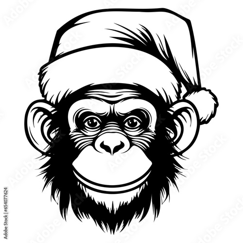 Monkey wearing a Santa Claus hat