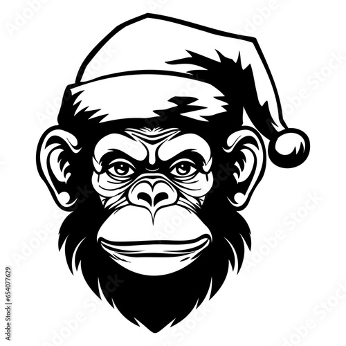 Monkey wearing a Santa Claus hat