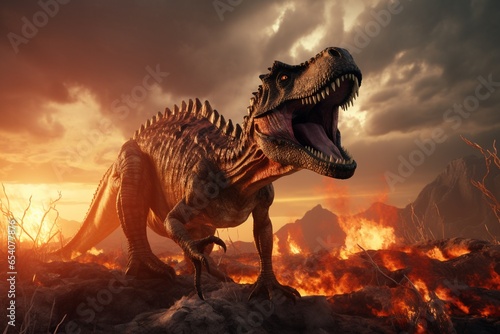 tyrannosaurus dinosaur 3d render, Generative AI © Nino39