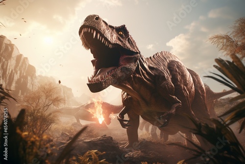 tyrannosaurus dinosaur 3d render, Generative AI