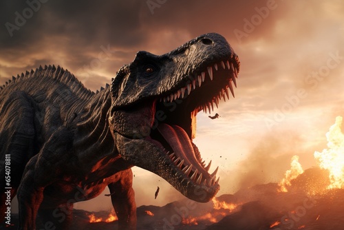 tyrannosaurus rex 3d render, Generative AI © Nino39