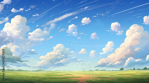 Hand drawn cartoon aesthetic beautiful sky illustration