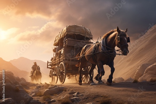 horse and carriage, Generative AI photo