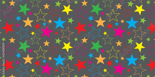 fun colorful star pattern. Collection of creative abstract art backgrounds for children or festive celebration designs. Simple childish doodle wallpaper print texture bundle.