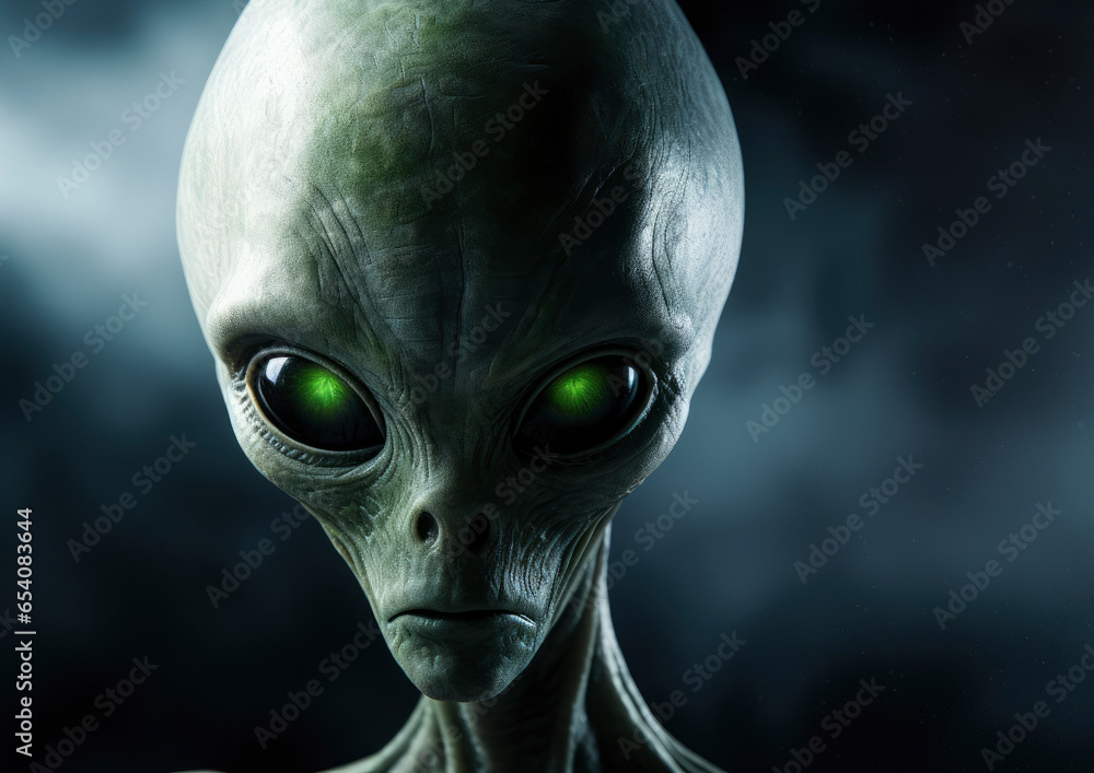 A mysterious extraterrestrial with captivating green eyes A mysterious extraterrestrial with captivating green eyes