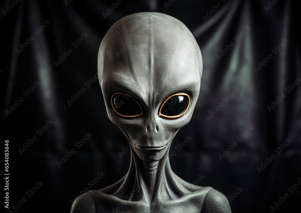 A close-up of an extraterrestrial creature with striking yellow eyes A close-up of an extraterrestrial creature with striking yellow eyes