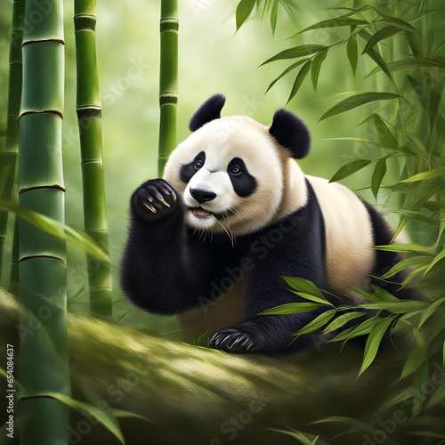 An endearing sight of a beautiful panda  this cute animal  with its distinctive markings  captures hearts worldwide