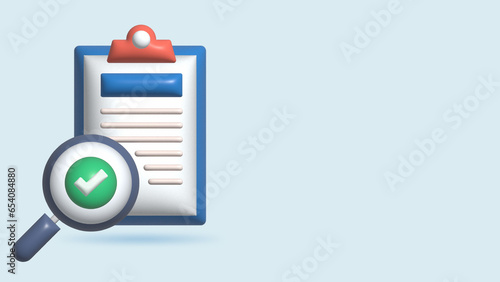 Security icon with 3d illustration composition of profile page with shield and magnifying glass