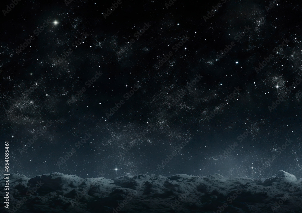 The night sky filled with sparkling stars and drifting clouds