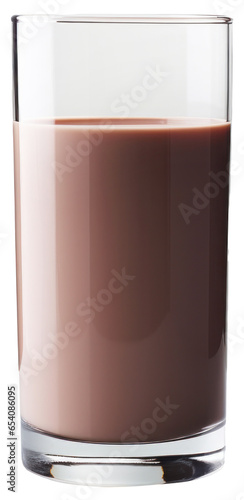 Glass of chocolate milk isolated.