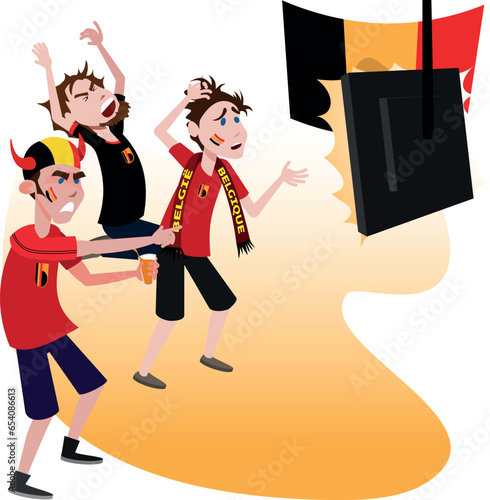 Angry and upset fans watching the Belgium game. Red Devils.