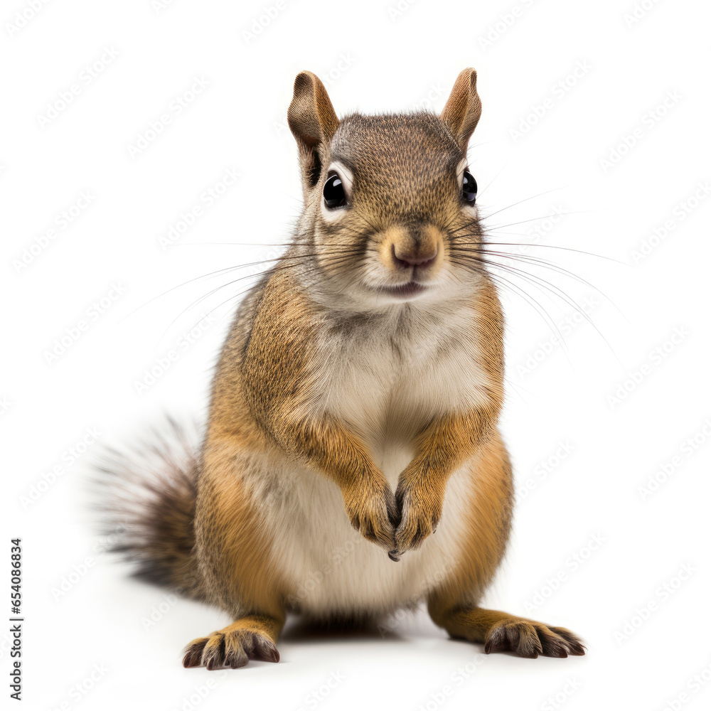 Obraz premium A cute squirrel up close on a white background
