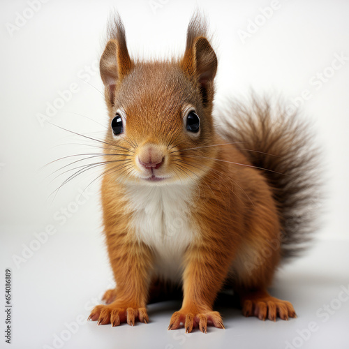 A cute red squirrel standing tall on its hind legs © LUPACO PNG