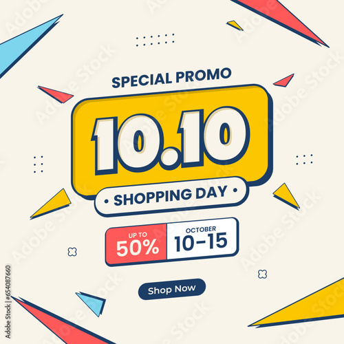 10 10 super sale promo banner with discount offer. Modern super sale special offer promotion banner