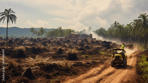 photo illustration of activities in oil palm plantations photo