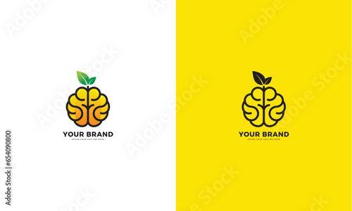 Brain fruit logo, vector graphic design