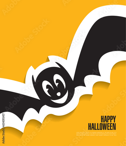 Happy Halloween banner. Flying bat