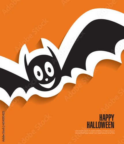 Happy Halloween banner. Flying bat