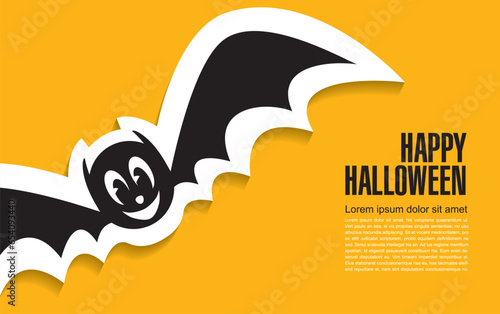 Happy Halloween banner. Flying bat