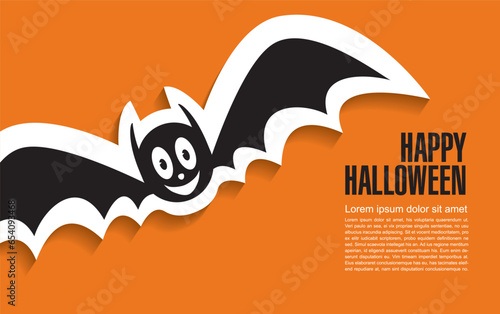 Happy Halloween banner. Flying bat