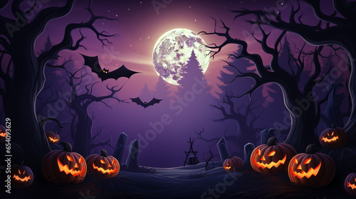 Halloween Night Purple Vertical Background with Tree