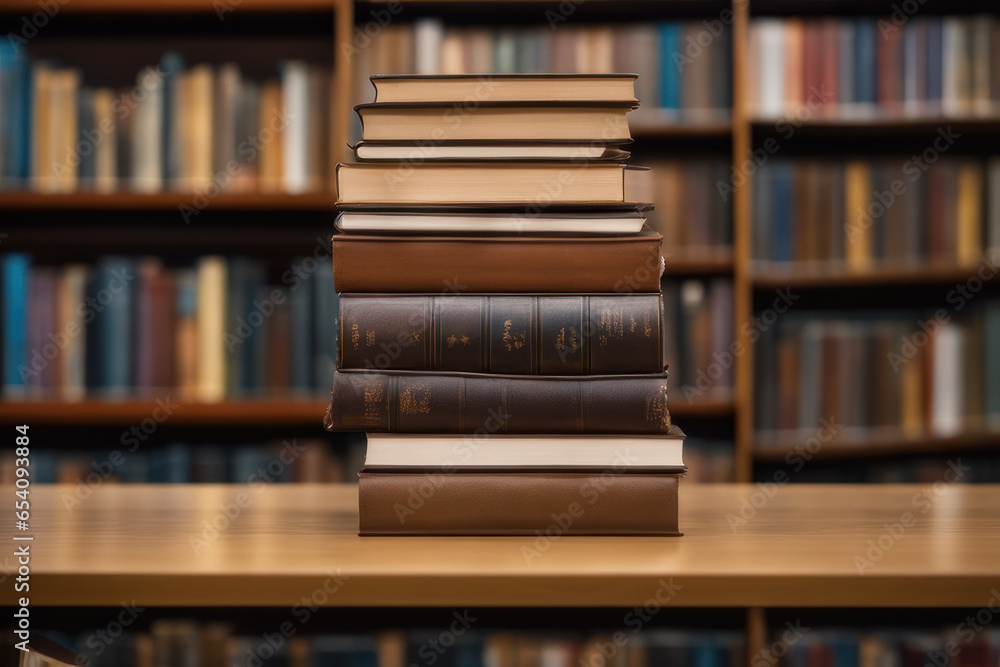 stack of books in a library stack of books in a library