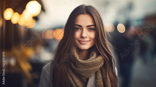 Young adult stylish confident attractive smiling blonde European business woman, beautiful lady pretty model with curly blond hair looking at camera, close up face portrait Ai generative