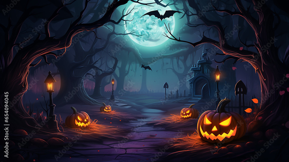 Scary Night Forest Halloween Background Halloween Background