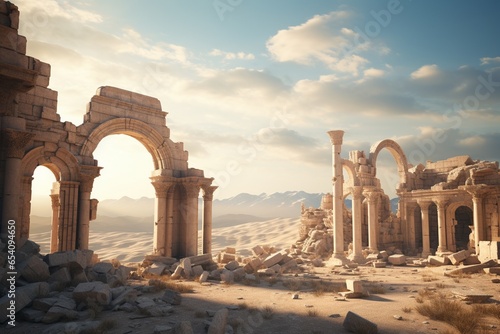 ruins of ancient roman forum, Generative AI Fototapet